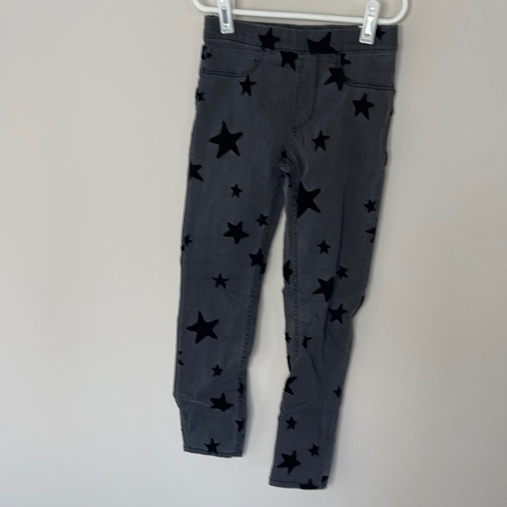 H&M girls black jeggings with black velvet stars size 7/8